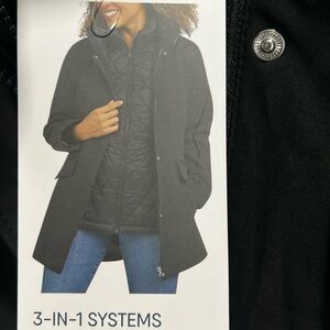 Women size Large 3 in 1 system Land’s end black jacket. NWT